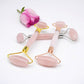Crystal Facial Roller Wholesale Pink Double Head Face Beauty Massage Tool Curved Handle Rose Quartz Jade Roller