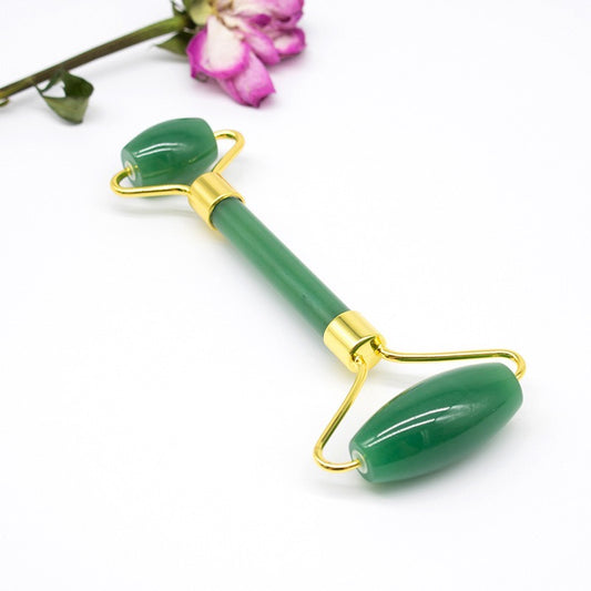 Crystal Facial Roller Wholesale Pink Double Head Face Beauty Massage Tool Curved Handle Rose Quartz Jade Roller