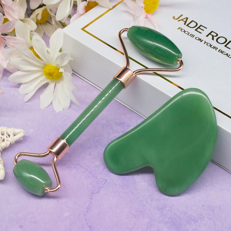 Crystal Facial Roller Wholesale Pink Double Head Face Beauty Massage Tool Curved Handle Rose Quartz Jade Roller